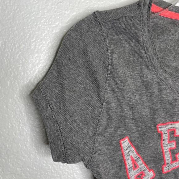 Aeropostale Womens Top Size L Y2K Light Gray Short Sleeve Pullover Casual - Picture 8 of 11